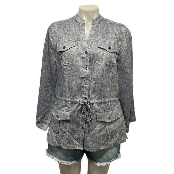 Charter Club Other - Charter Club luxury blue metallic linen blend lightweight jacket M